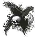 Phoenix and skull  tattoo design idea