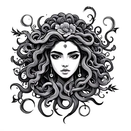 floral, Hmong, Medusa, empower tattoo design idea