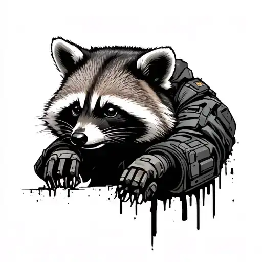 tactical racoon under nods that looks like a delta force operator tattoo design idea