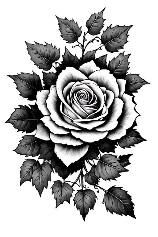 Ivy leaf and rose tattoo design idea