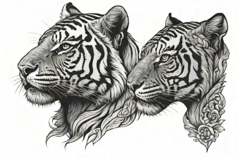 half tiger face half woman face tattoo tattoo design idea