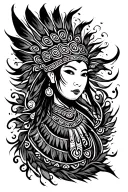 tribal hmong design with certain elements fading into background and poping out into foreground tattoo design idea