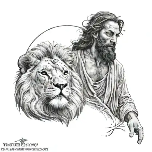 Jesus and lion Isaiah 41:10 for shoulder tattoo design idea