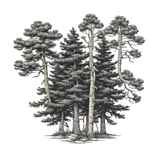 three pinetrees with shading  tattoo design idea