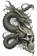dragon skeleton coils tattoo design idea