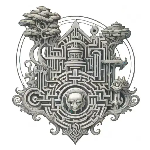 labyrinth design combining elements tattoo design idea