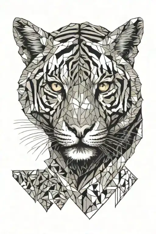 cat turning into tiger tattoo design idea