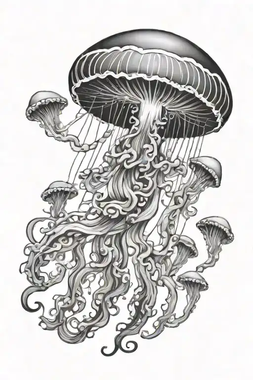 Jellyfish rising tattoo design idea