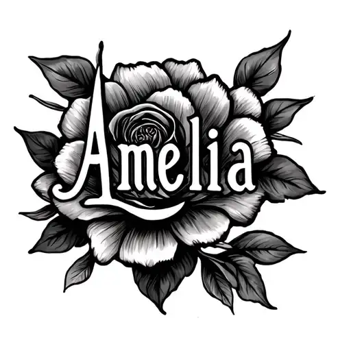 create a tatto with the name Amelia i spired by the story of Job in the bible tattoo design idea