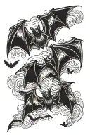 bats flying tattoo design idea