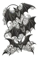bats flying tattoo design idea