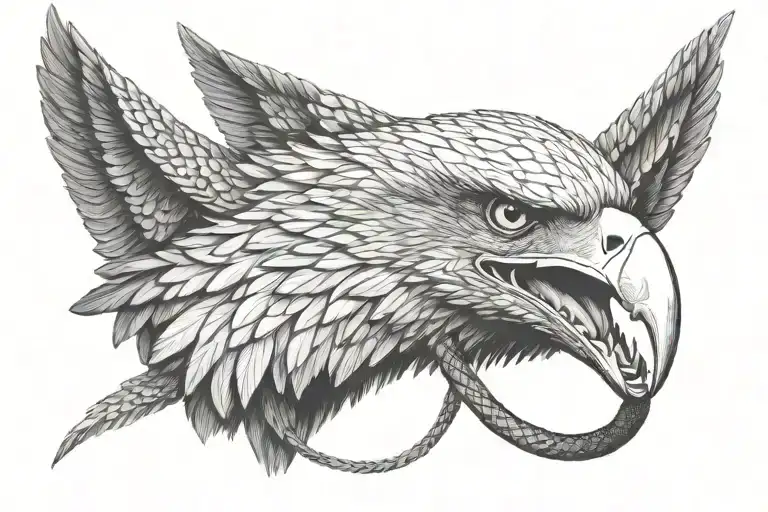 Eagle eating snake wrapped tattoo design idea