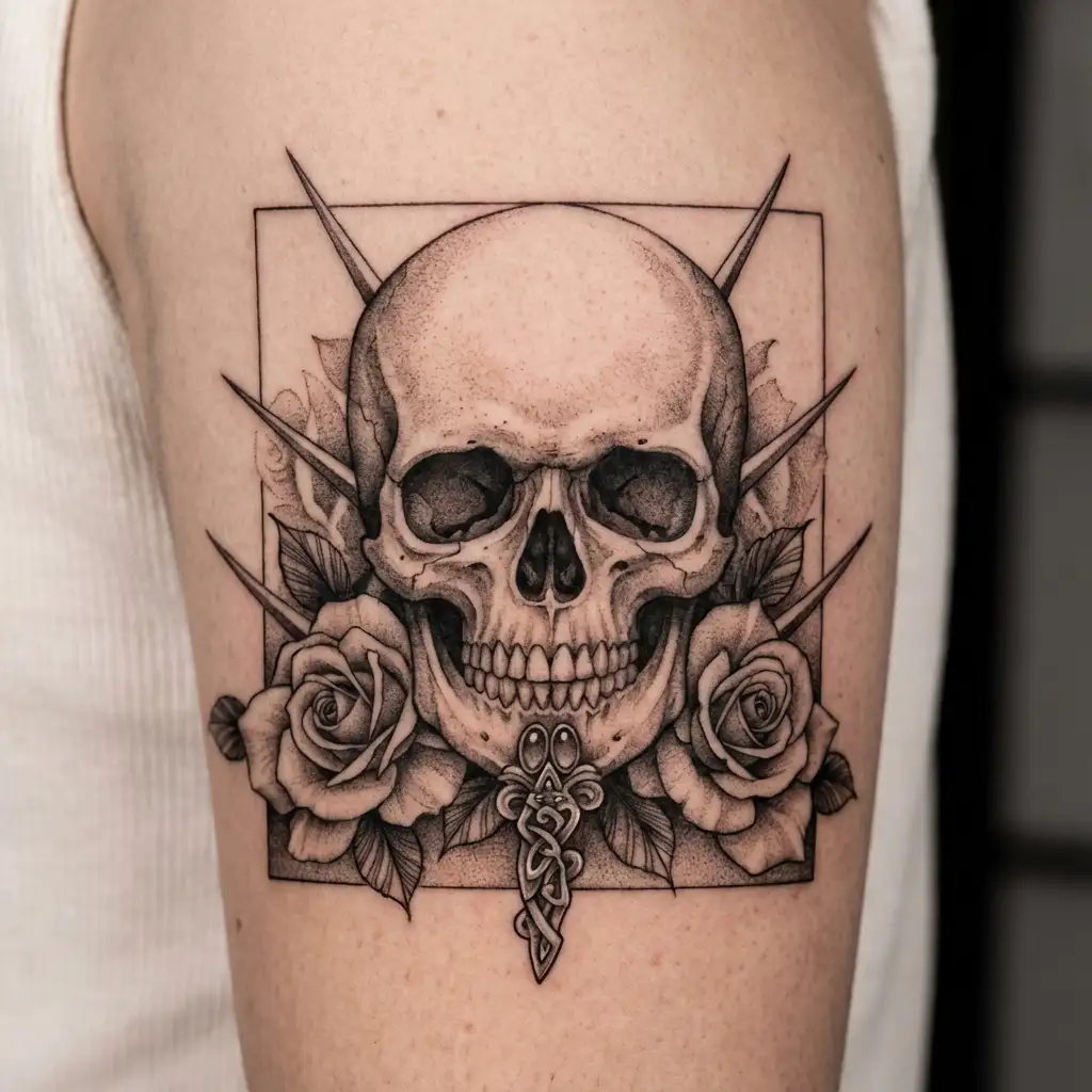 Virgo woman Gypsy evil skull tattoo design idea