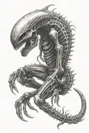 xenomorph with tail tattoo design idea