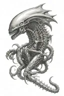 xenomorph with tail tattoo design idea