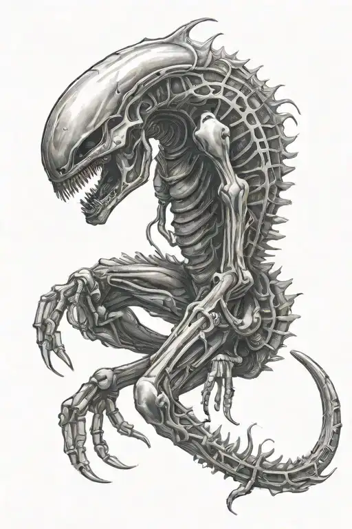 xenomorph with tail tattoo design idea