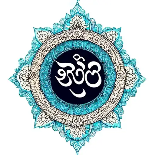 breathe Sanskrit shloka with artwork etched inside tattoo design idea