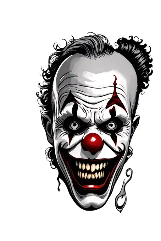scary clown face tattoo design idea