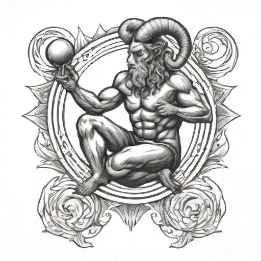 aries zodiac sign, philosopher meditating, ambitious, always learning tattoo design idea