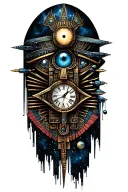 Space Theme With clock Technology With Egyptian And Inka Symbolism And All Seing Eye... Tattoo tattoo design idea