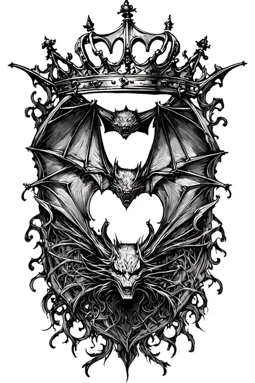 A bat and a crown gothic style tattoo tattoo design idea