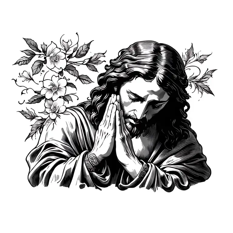 jesus praying tattoo design idea