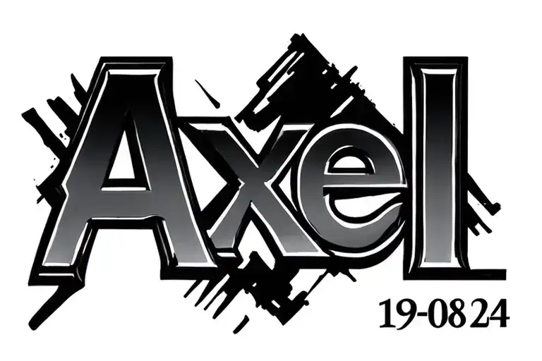 the word Axel with the date 19-08-24 tattoo design idea