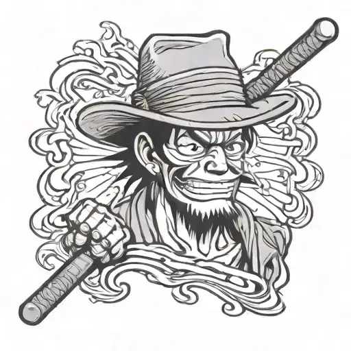 shank Luffy gold Roger tattoo design idea