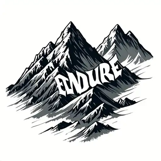 the word endure in the shape of mountain range tattoo design idea