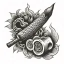 extinguished match tattoo design idea