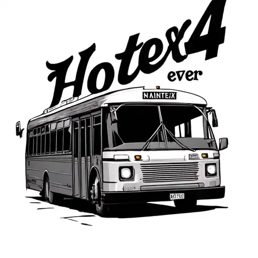 a bus with text: Hotex 4 ever tattoo design idea