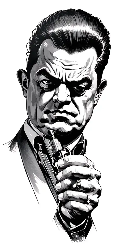 mob boss battle scene tattoo design idea