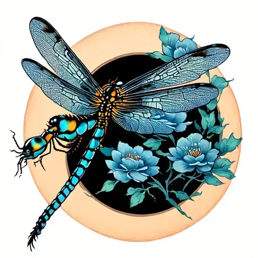dragonfly flying tattoo design idea