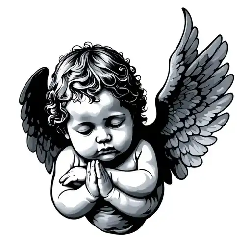 Baby Angel Praying tattoo design idea