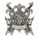 valhalla text tattoo design idea