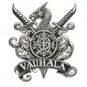 valhalla text tattoo design idea