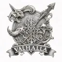 valhalla text tattoo design idea