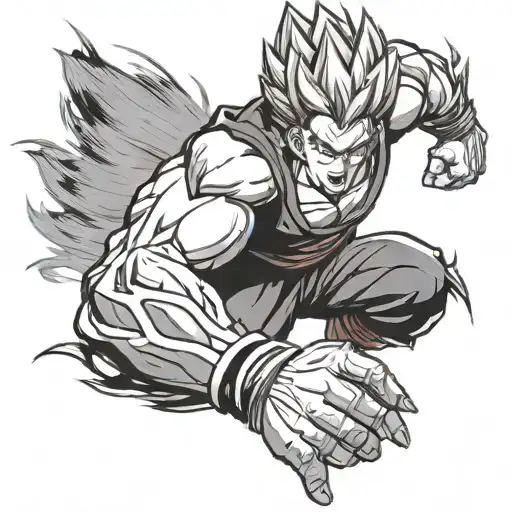 Beast mode Gohan powering up with a glowing aura tattoo design idea