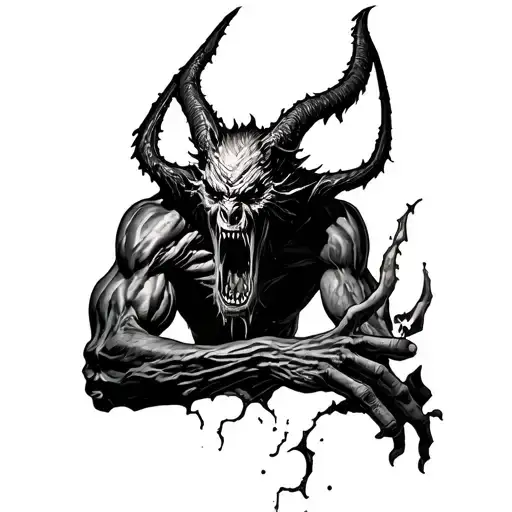 demon ripping out of skin tattoo design idea