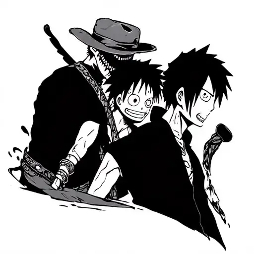 Trafalgar Law Luffy and zoro one piece featuring all 3 character in the same tattoo  tattoo design idea