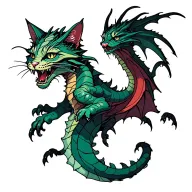 floating cat dragon tattoo design idea