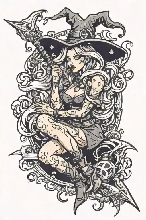 hot witch tattoo design idea