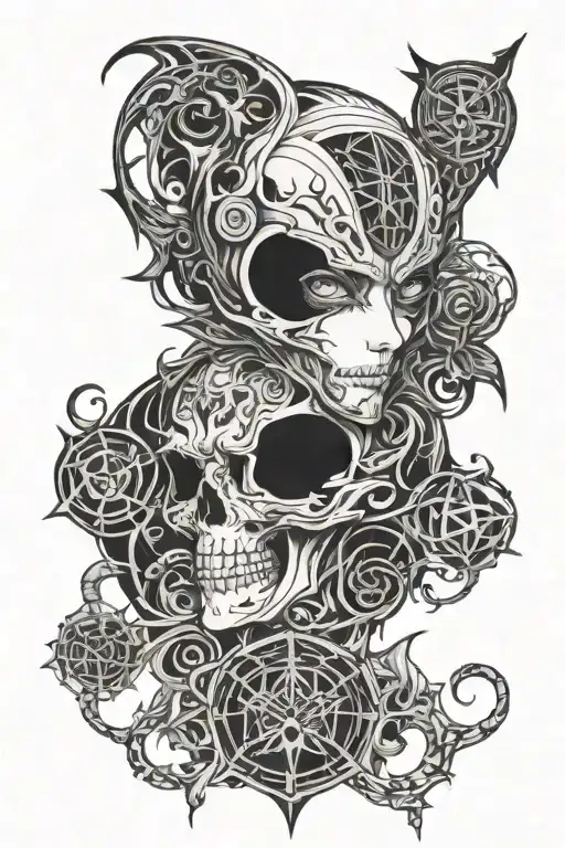 Anime evil dark gothic inspired tattoo based in bring the horizon tattoo design idea