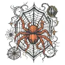 haunted foresf with spiders gothic lights tattoo design idea