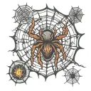 haunted foresf with spiders gothic lights tattoo design idea
