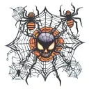 haunted foresf with spiders gothic lights tattoo design idea