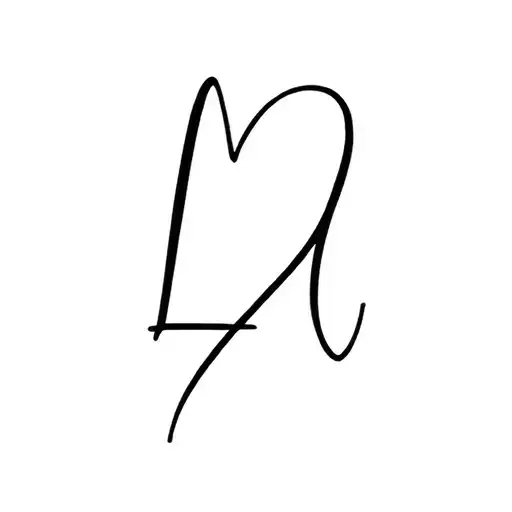 script initial L and a heart shape tattoo design idea