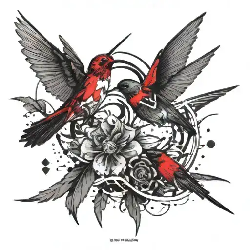 A tribal design incorporating elements of hummingbirds, Chicago, and samurais, representing all your favorite things in one tattoo tattoo design idea