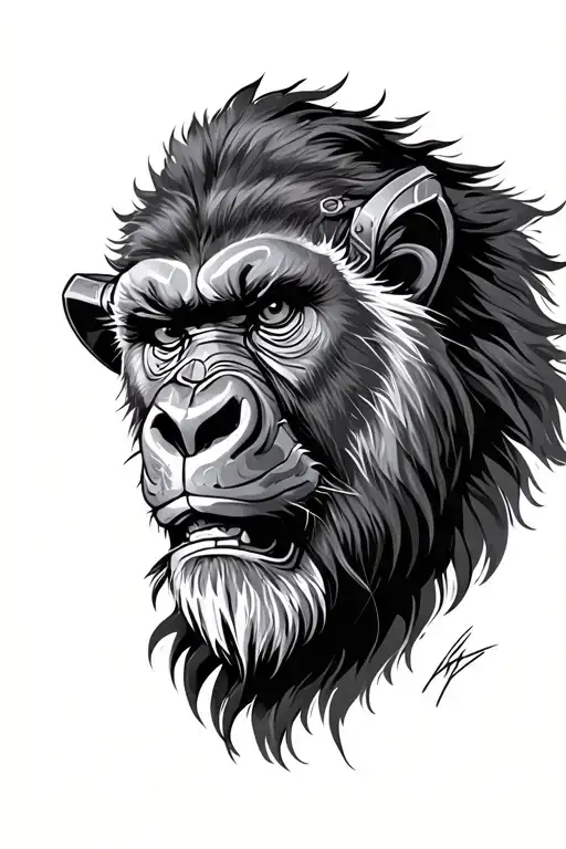 lion, gorilla, Viking warrior tattoo design idea