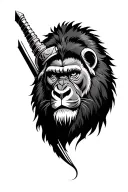 lion, gorilla, Viking warrior tattoo design idea